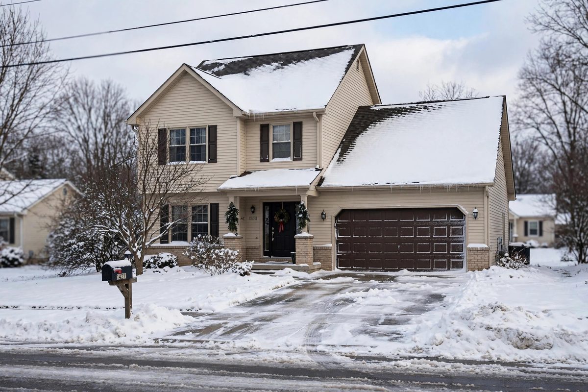 Northern Virginia home exterior in winter