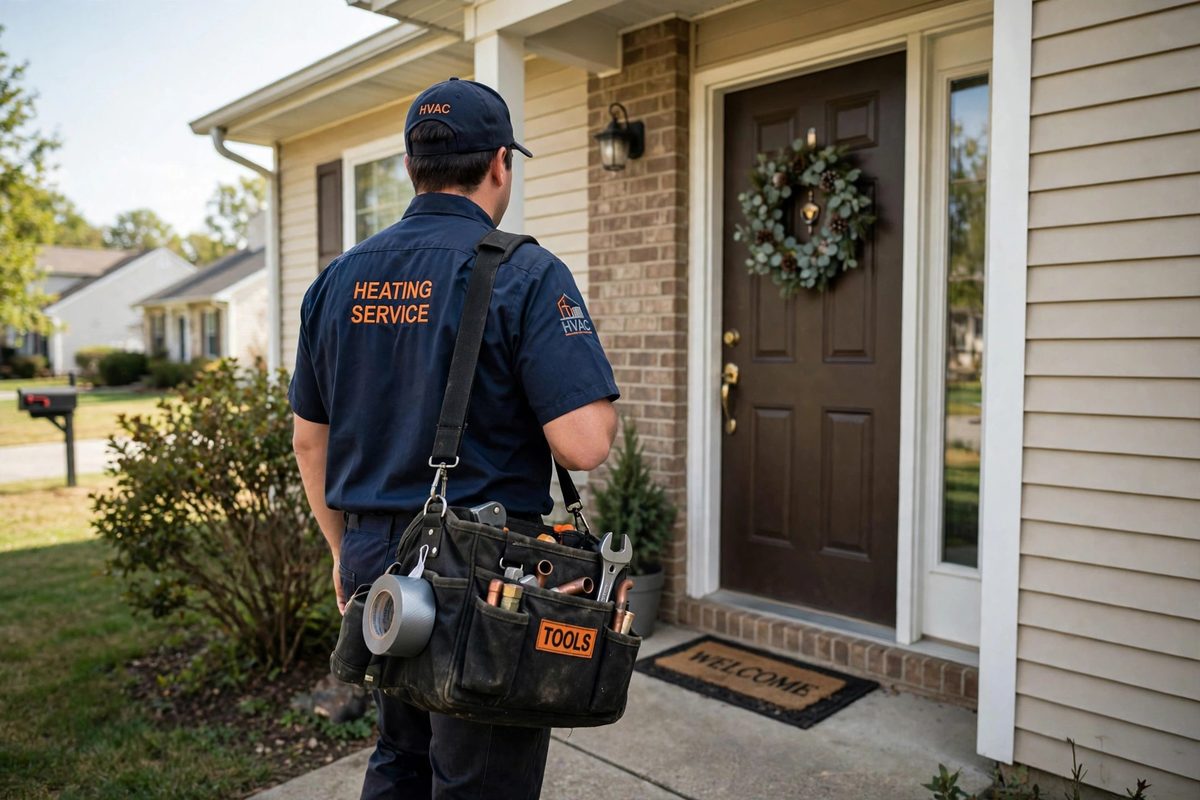 Heating technician arriving at a Northern Virginia home
