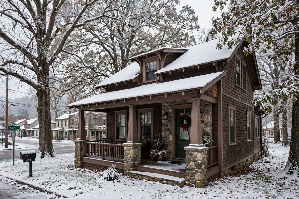Craftsman home in Vienna, VA in winter