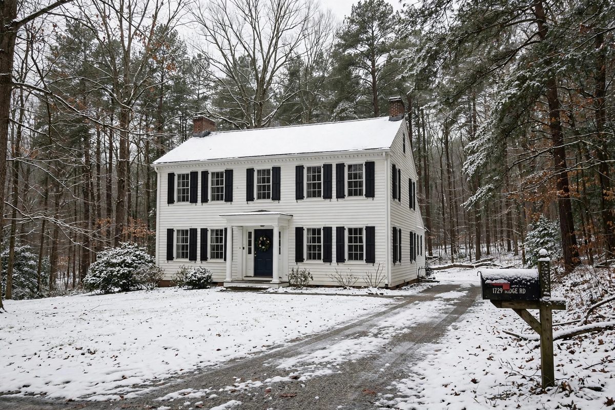 Home near the woods in Wolf Trap, VA in winter